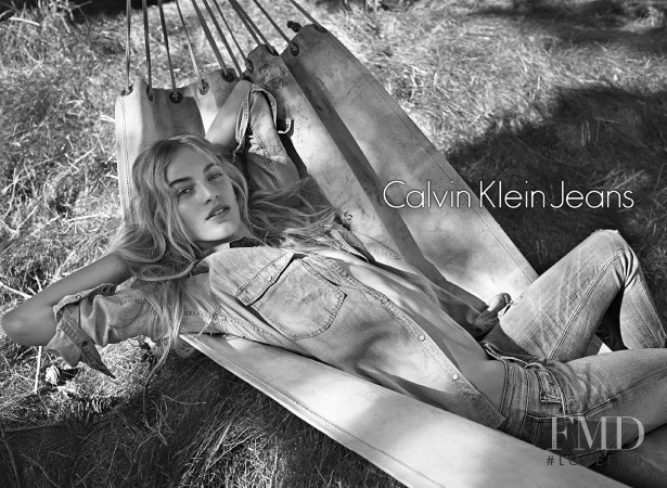 Vanessa Axente featured in  the Calvin Klein Jeans advertisement for Spring/Summer 2014