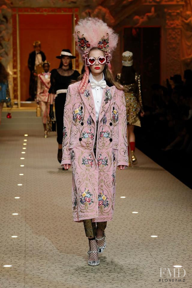 Karolina Egersdorfova featured in  the Dolce & Gabbana fashion show for Autumn/Winter 2018