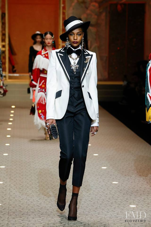 Karly Loyce featured in  the Dolce & Gabbana fashion show for Autumn/Winter 2018