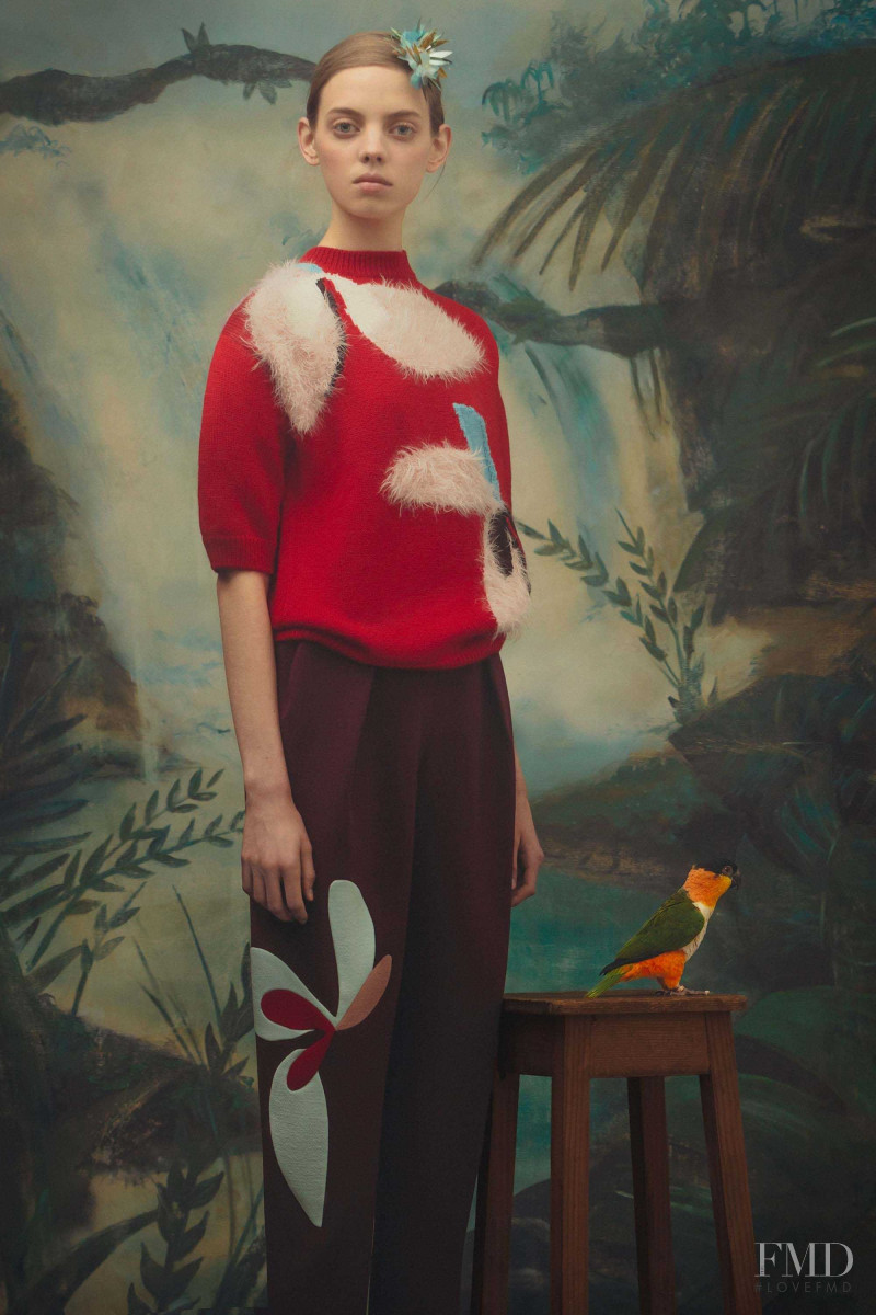 Mariana Zaragoza featured in  the Delpozo lookbook for Pre-Fall 2018