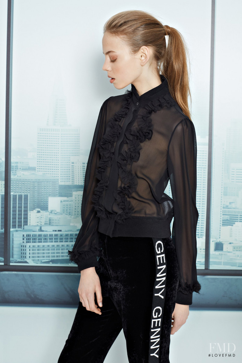 Mariana Zaragoza featured in  the Genny lookbook for Pre-Fall 2018