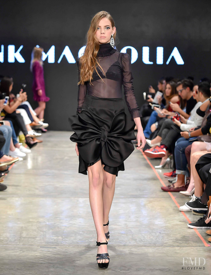 Mariana Zaragoza featured in  the Pink Magnolia fashion show for Autumn/Winter 2016