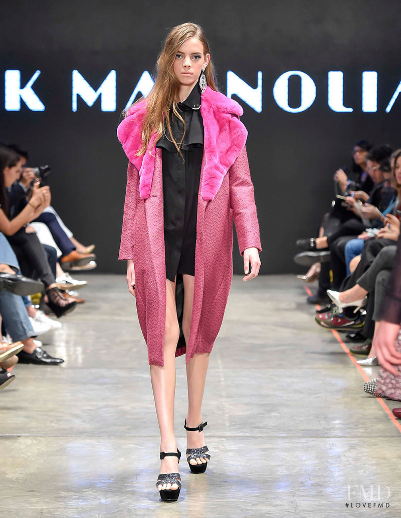 Mariana Zaragoza featured in  the Pink Magnolia fashion show for Autumn/Winter 2016