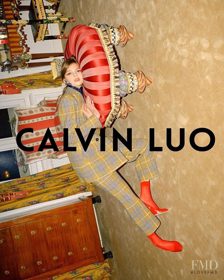 Mariana Zaragoza featured in  the Calvin Luo advertisement for Spring/Summer 2018