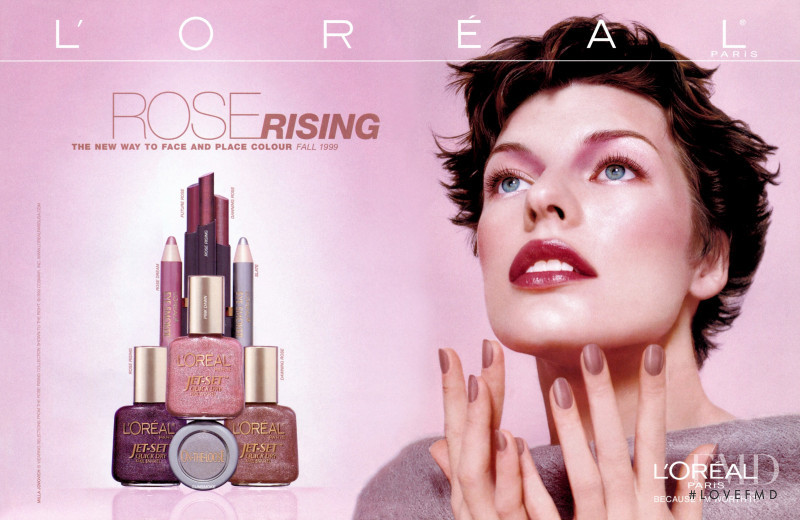 Milla Jovovich featured in  the L\'Oreal Paris Studio Line Straight Up  advertisement for Autumn/Winter 1999