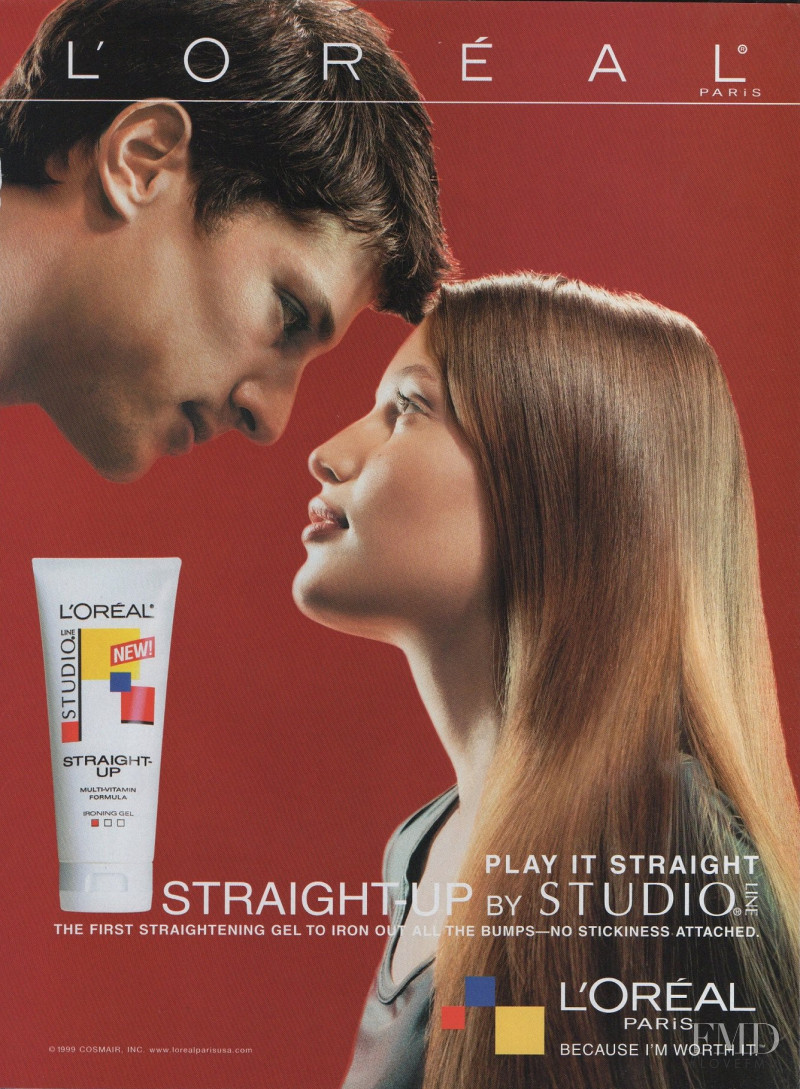 Laetitia Casta featured in  the L\'Oreal Paris Studio Line Straight Up  advertisement for Autumn/Winter 1999