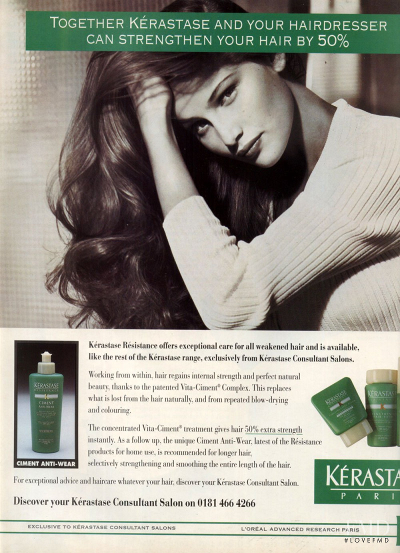 Laetitia Casta featured in  the Kerastase advertisement for Spring/Summer 1997