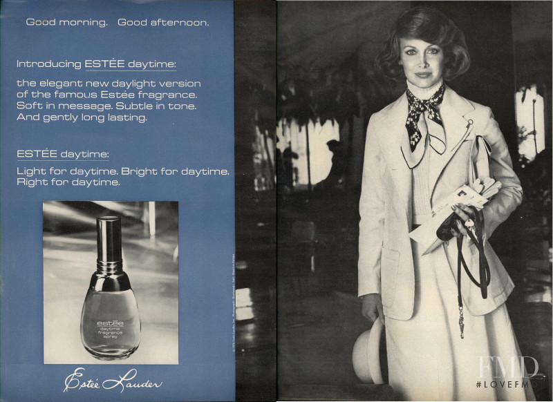 Karen Graham featured in  the Estée Lauder Estée Daytime  advertisement for Spring/Summer 1976