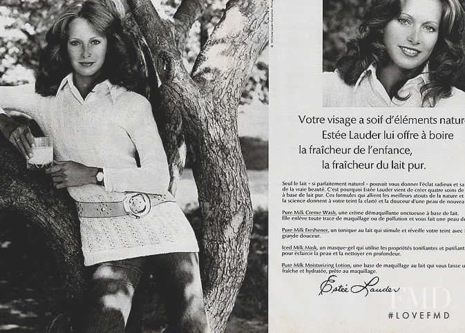 Karen Graham featured in  the Estée Lauder advertisement for Spring/Summer 1972