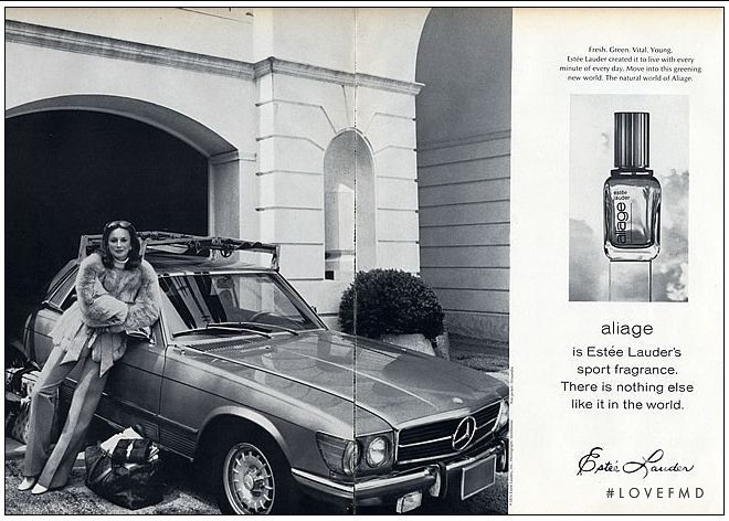 Karen Graham featured in  the Estée Lauder Aliage  advertisement for Autumn/Winter 1974