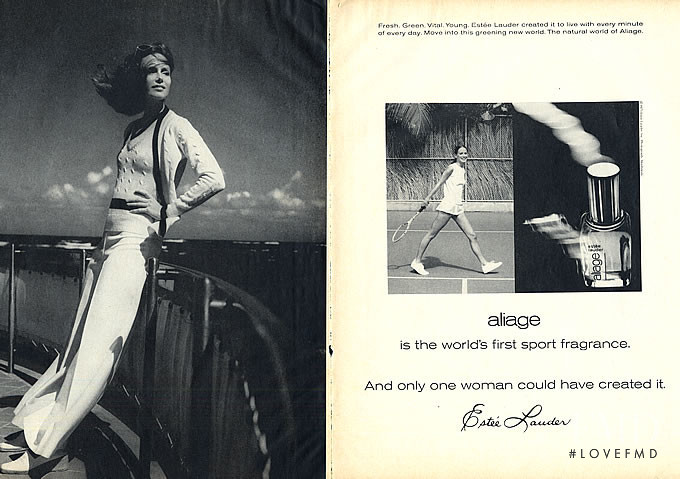 Karen Graham featured in  the Estée Lauder Aliage  advertisement for Autumn/Winter 1973