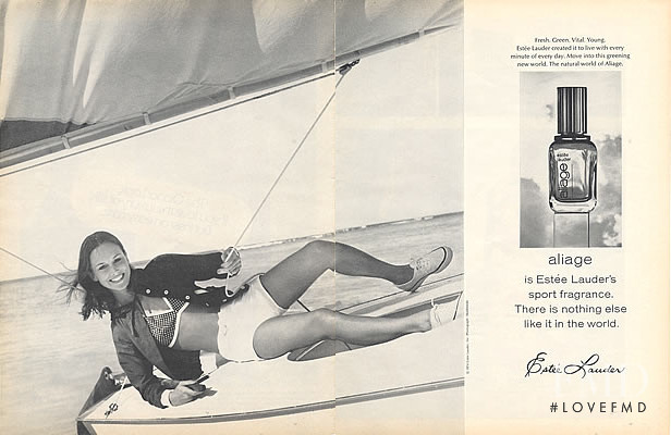 Karen Graham featured in  the Estée Lauder Aliage Fragrance advertisement for Spring/Summer 1974