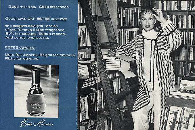 Karen Graham featured in  the Estée Lauder Estee Daytime Perfume advertisement for Autumn/Winter 1976