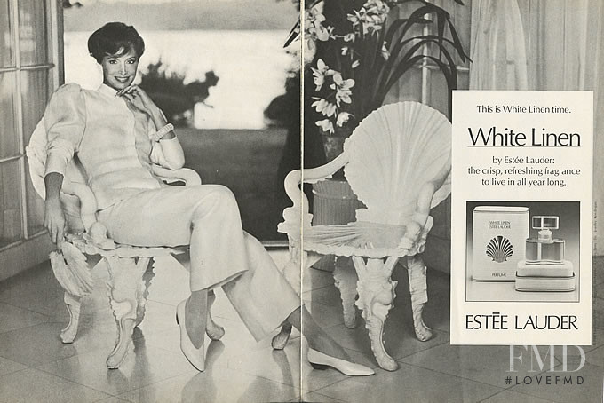 Karen Graham featured in  the Estée Lauder White Linen Perfume advertisement for Autumn/Winter 1981
