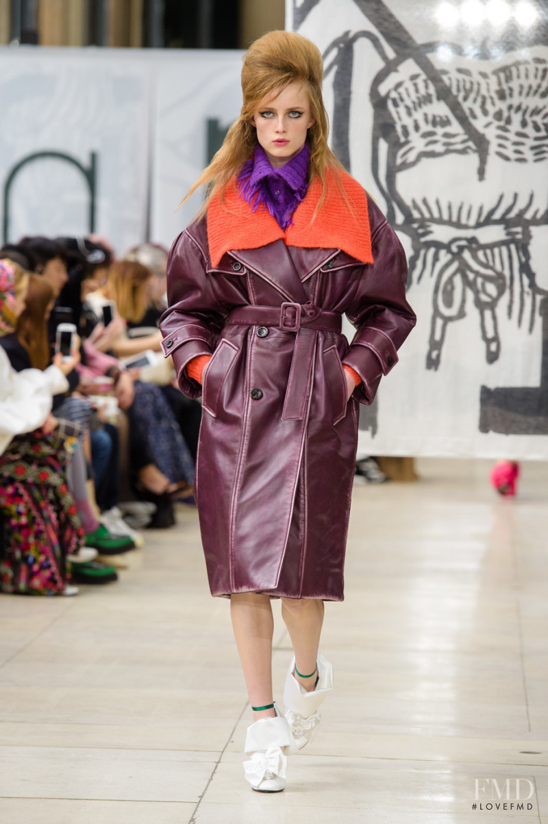 Rianne Van Rompaey featured in  the Miu Miu fashion show for Autumn/Winter 2018