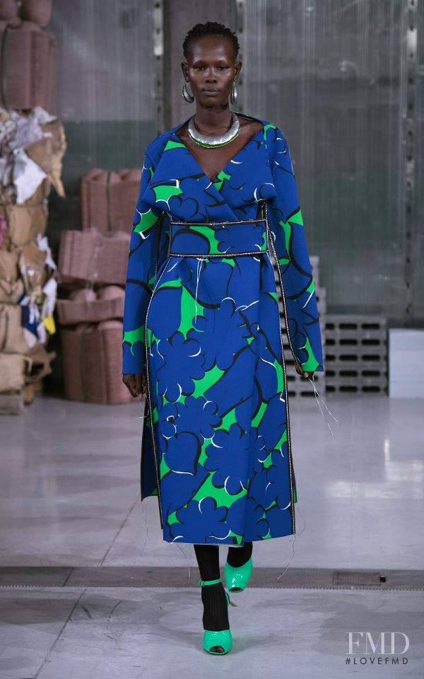 Shanelle Nyasiase featured in  the Marni fashion show for Autumn/Winter 2018