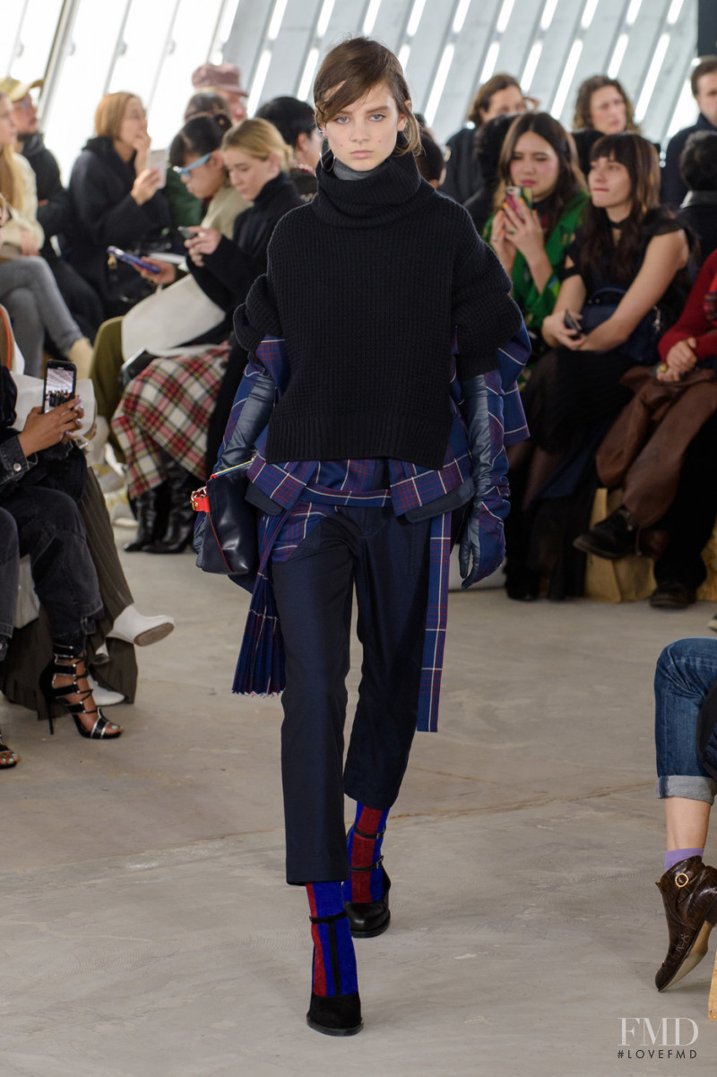 Giselle Norman featured in  the Sacai fashion show for Autumn/Winter 2018