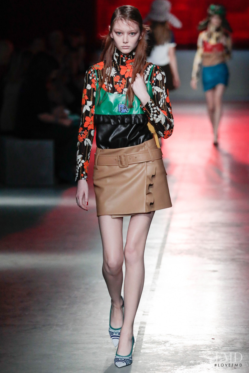 Sara Grace Wallerstedt featured in  the Prada fashion show for Resort 2019