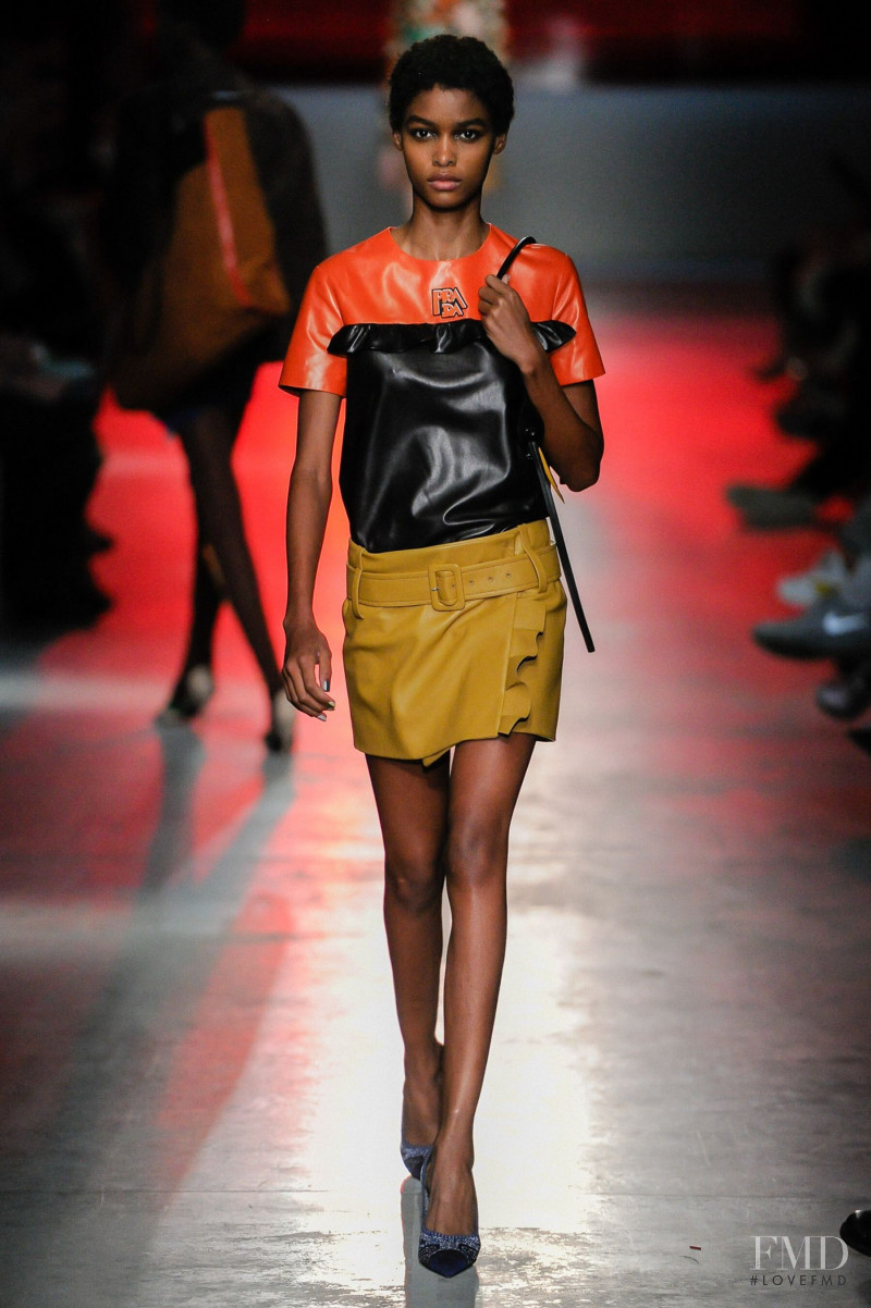 Blesnya Minher featured in  the Prada fashion show for Resort 2019