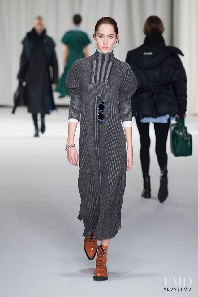 Teddy Quinlivan featured in  the Sportmax fashion show for Autumn/Winter 2018