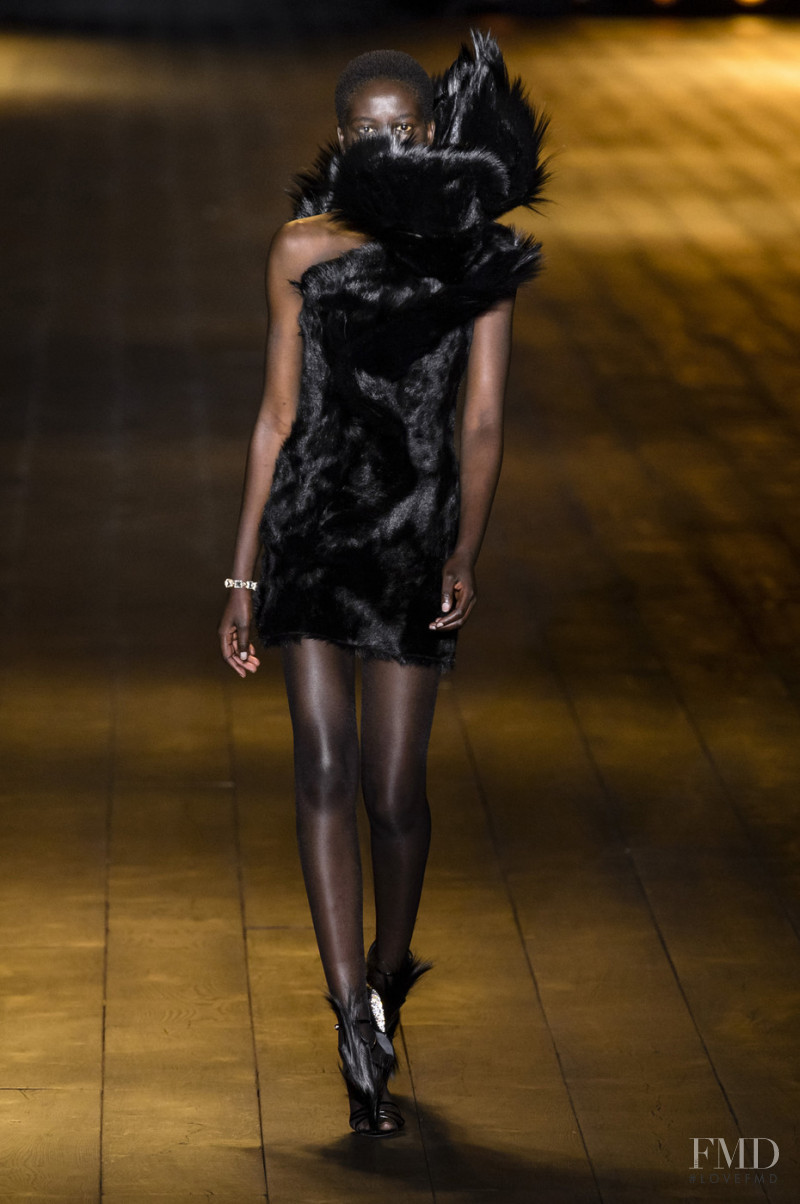 Adut Akech Bior featured in  the Saint Laurent fashion show for Autumn/Winter 2018