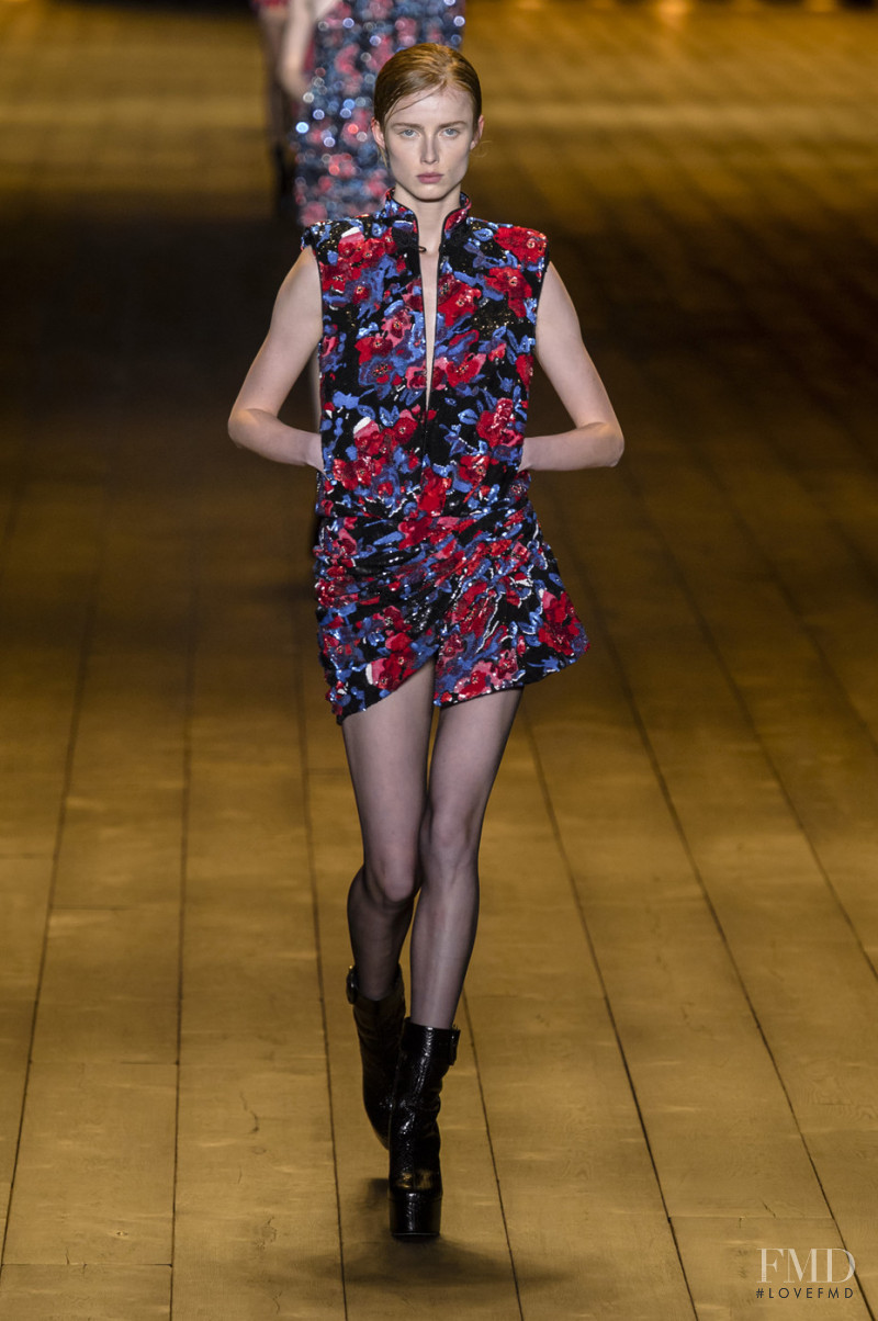 Rianne Van Rompaey featured in  the Saint Laurent fashion show for Autumn/Winter 2018