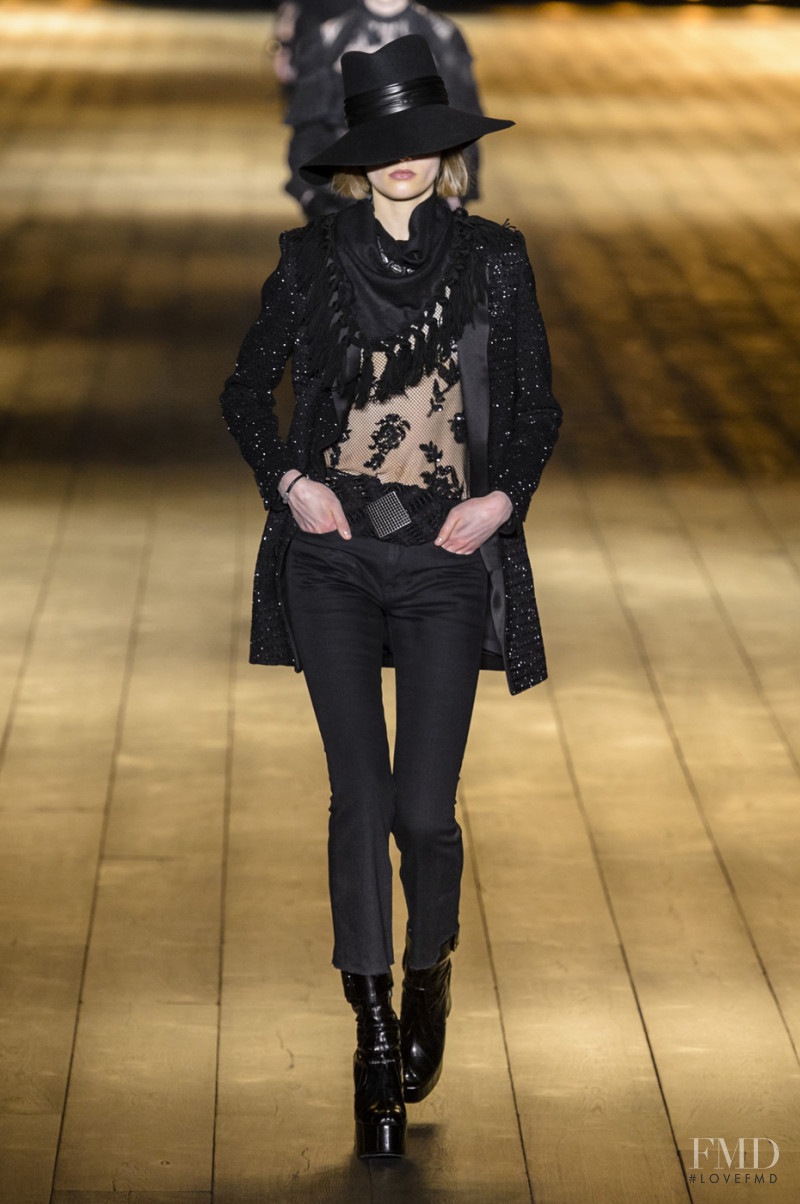 Fran Summers featured in  the Saint Laurent fashion show for Autumn/Winter 2018