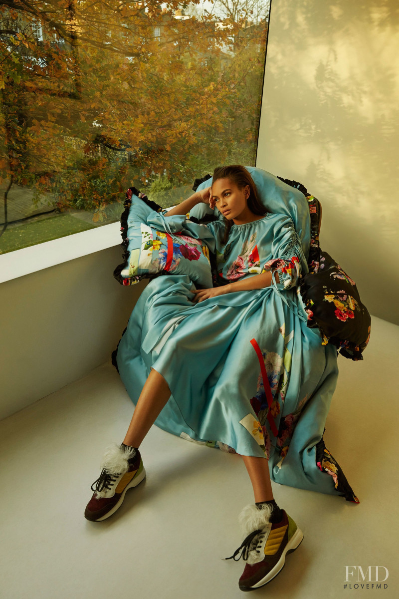 Stephanie Omorojor featured in  the Preen by Thornton Bregazzi lookbook for Pre-Fall 2018