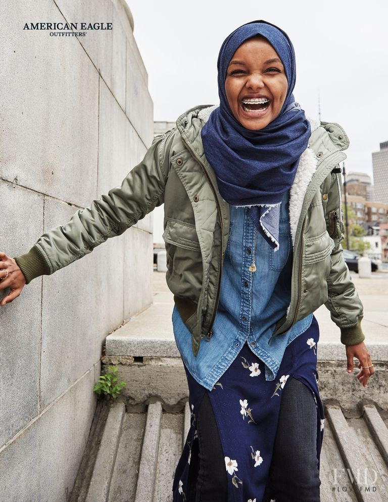 Halima Aden featured in  the American Eagle OutFitters advertisement for Autumn/Winter 2017