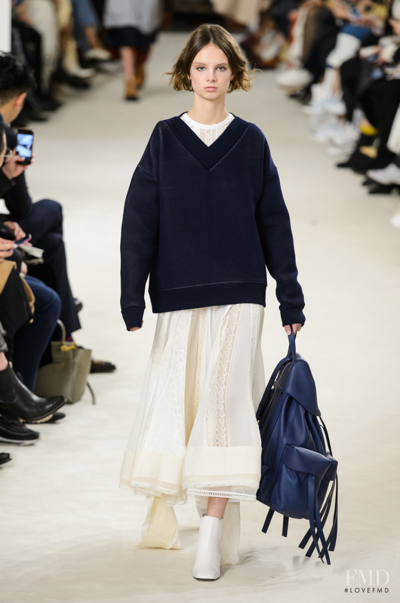 Giselle Norman featured in  the Loewe fashion show for Autumn/Winter 2018