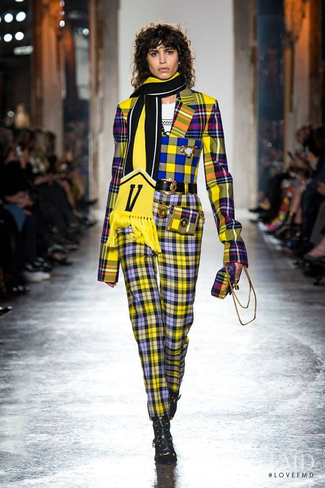 Mica Arganaraz featured in  the Versace fashion show for Autumn/Winter 2018