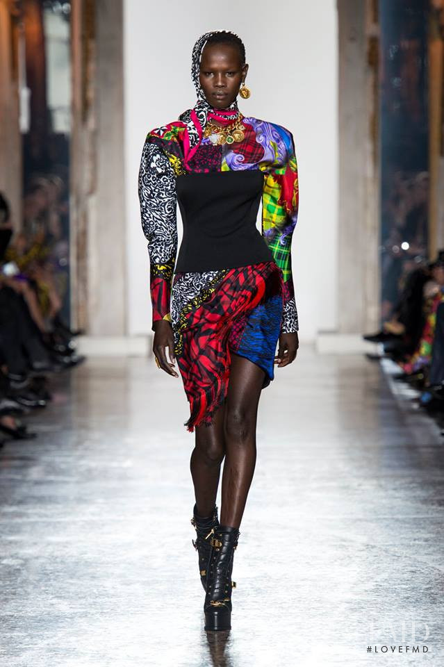 Shanelle Nyasiase featured in  the Versace fashion show for Autumn/Winter 2018