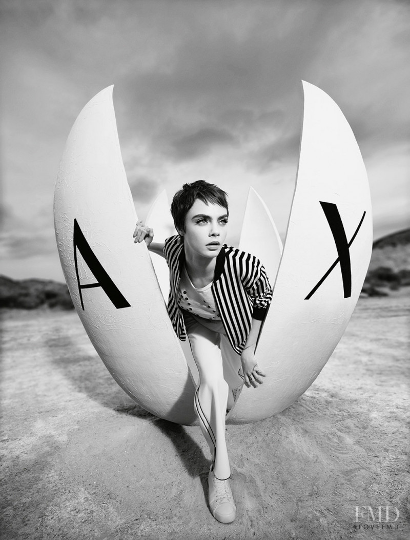 Cara Delevingne featured in  the Armani Exchange advertisement for Spring/Summer 2018
