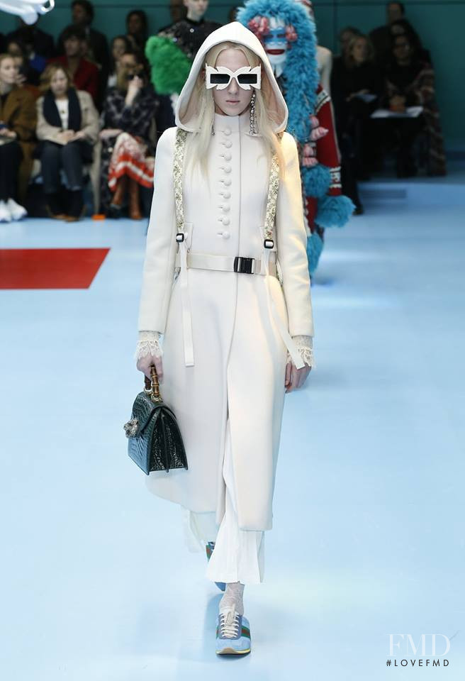 Teddy Quinlivan featured in  the Gucci fashion show for Autumn/Winter 2018