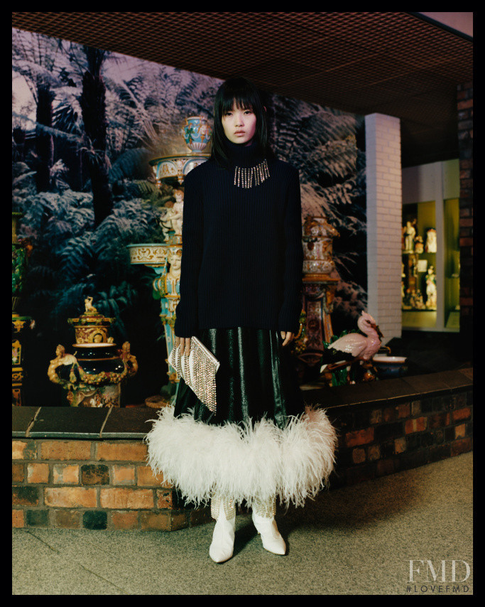 Xie Chaoyu featured in  the Christopher Kane lookbook for Pre-Fall 2018