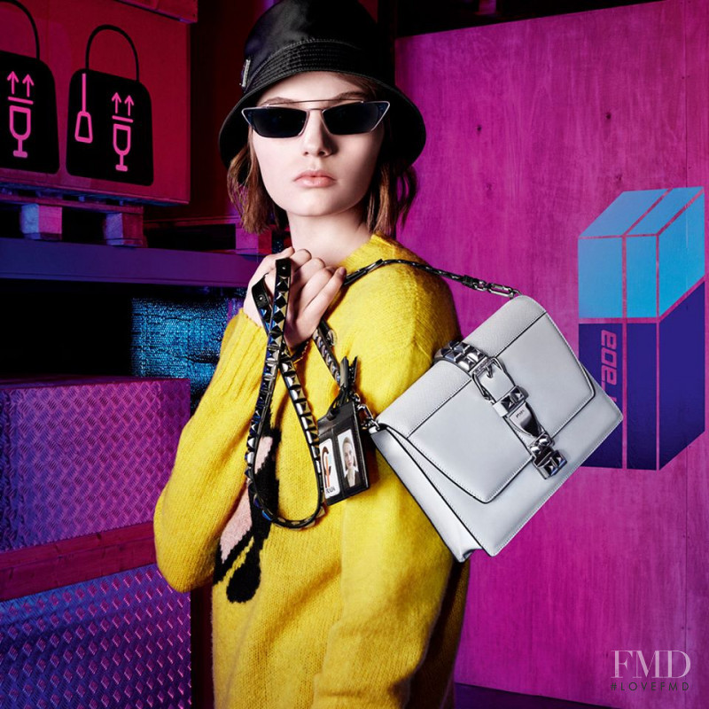 Fran Summers featured in  the Prada Industreality advertisement for Pre-Fall 2018