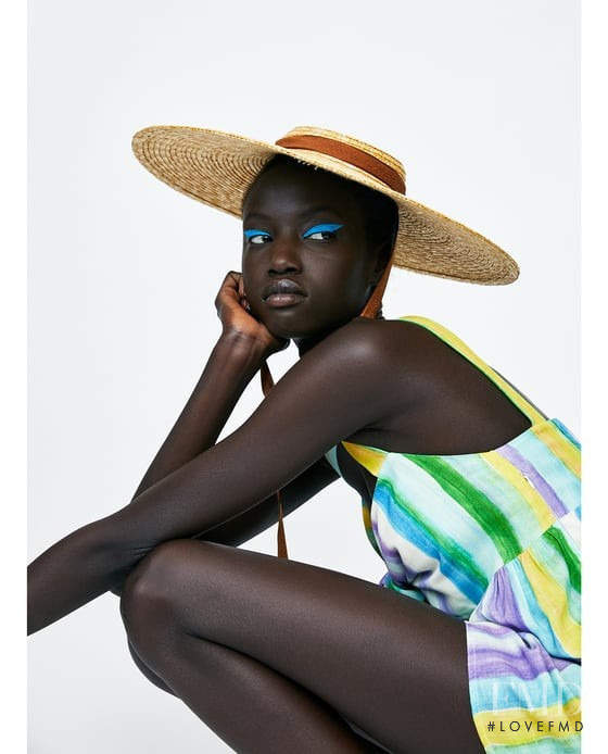 Anok Yai featured in  the Zara lookbook for Summer 2018