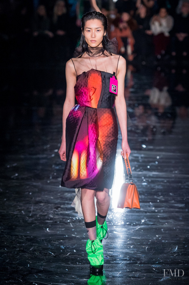 Liu Wen featured in  the Prada fashion show for Autumn/Winter 2018