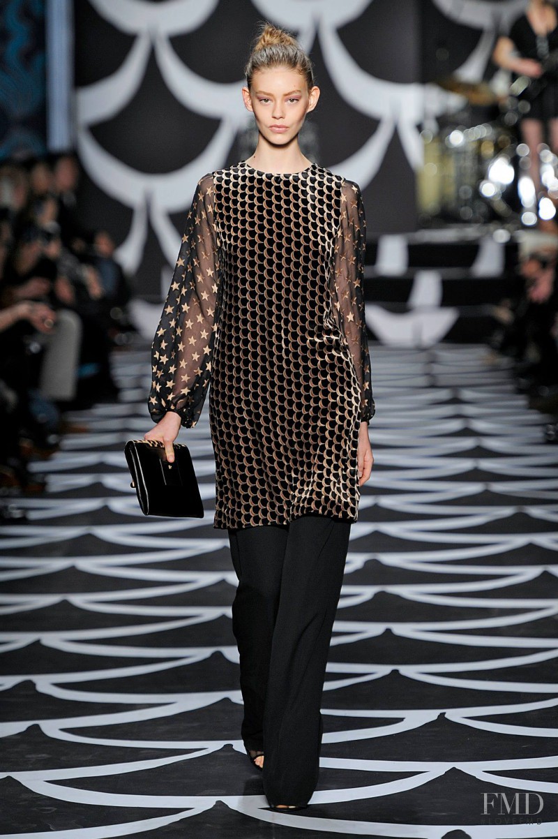 Ondria Hardin featured in  the Diane Von Furstenberg fashion show for Autumn/Winter 2014
