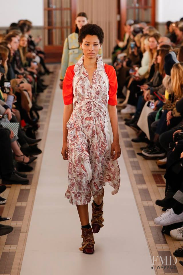 Lineisy Montero featured in  the Carven fashion show for Autumn/Winter 2018