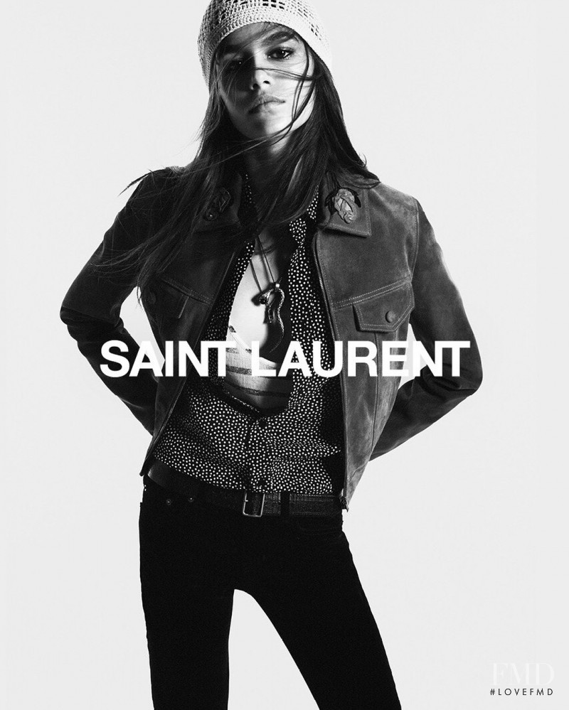 Kaia Gerber featured in  the Saint Laurent advertisement for Pre-Fall 2018