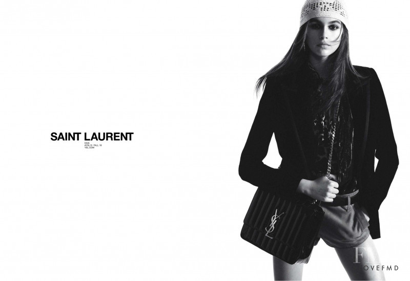 Kaia Gerber featured in  the Saint Laurent advertisement for Pre-Fall 2018
