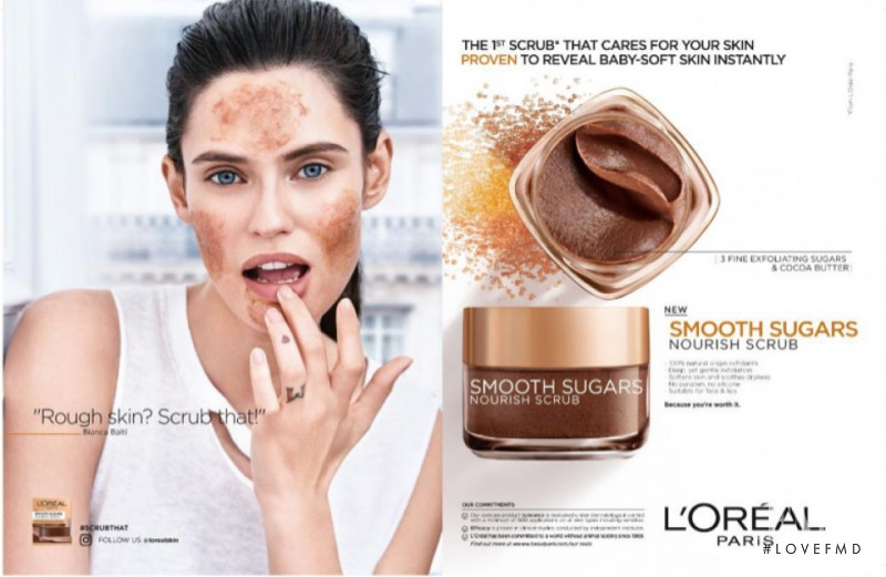 Bianca Balti featured in  the L\'Oreal Paris Smooth Sugar Scrubs advertisement for Spring/Summer 2018