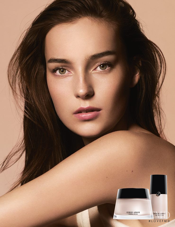 Julia Bergshoeff featured in  the Armani Beauty Lip Vibes  advertisement for Spring/Summer 2018