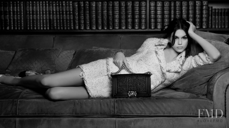 Kaia Gerber featured in  the Chanel Handbags advertisement for Spring/Summer 2018