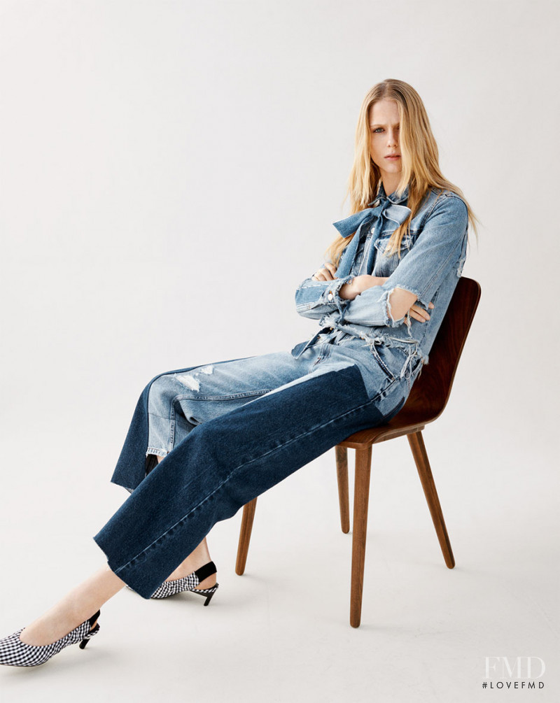 Sofie Hemmet featured in  the Zara TRF Denim lookbook for Spring/Summer 2017