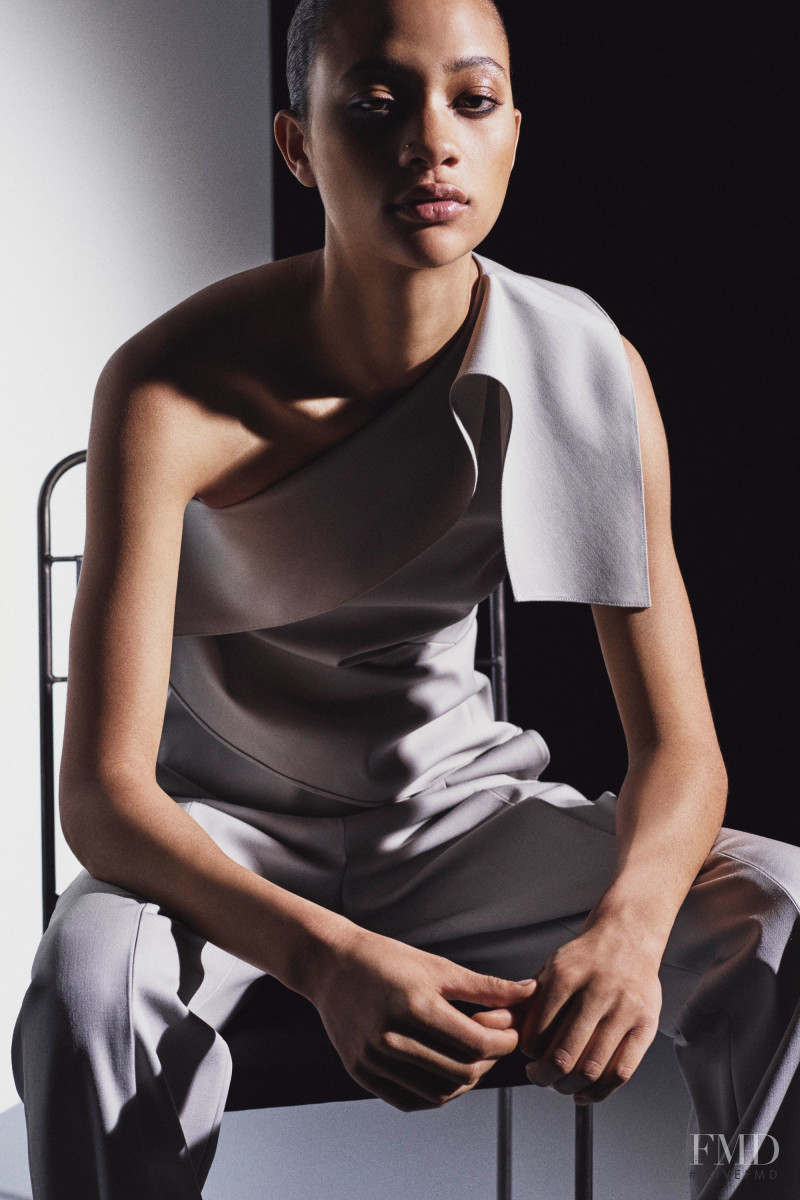 Selena Forrest featured in  the Narciso Rodriguez lookbook for Pre-Fall 2018