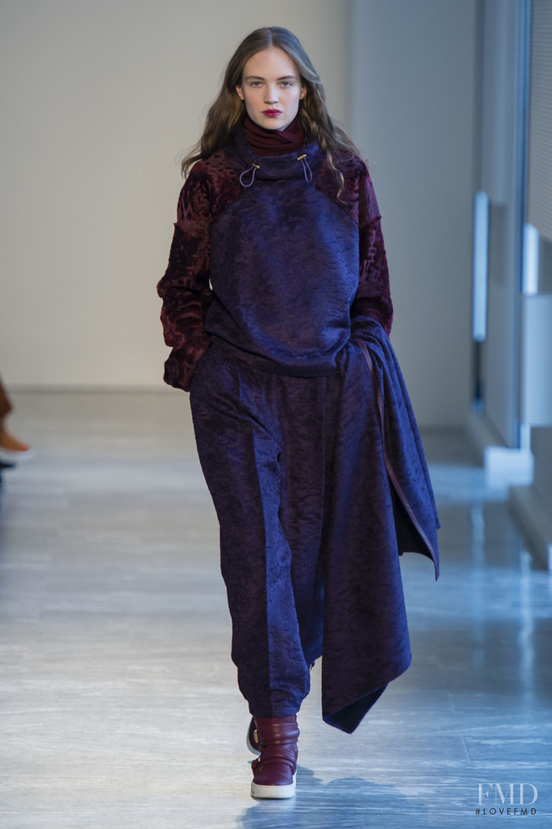 Adrienne Juliger featured in  the Agnona fashion show for Autumn/Winter 2018