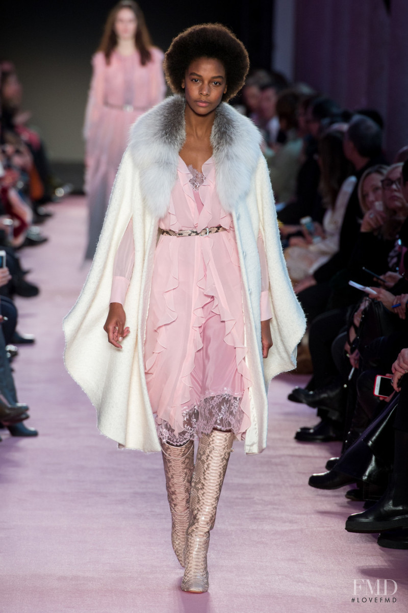 Karly Loyce featured in  the Blumarine fashion show for Autumn/Winter 2018