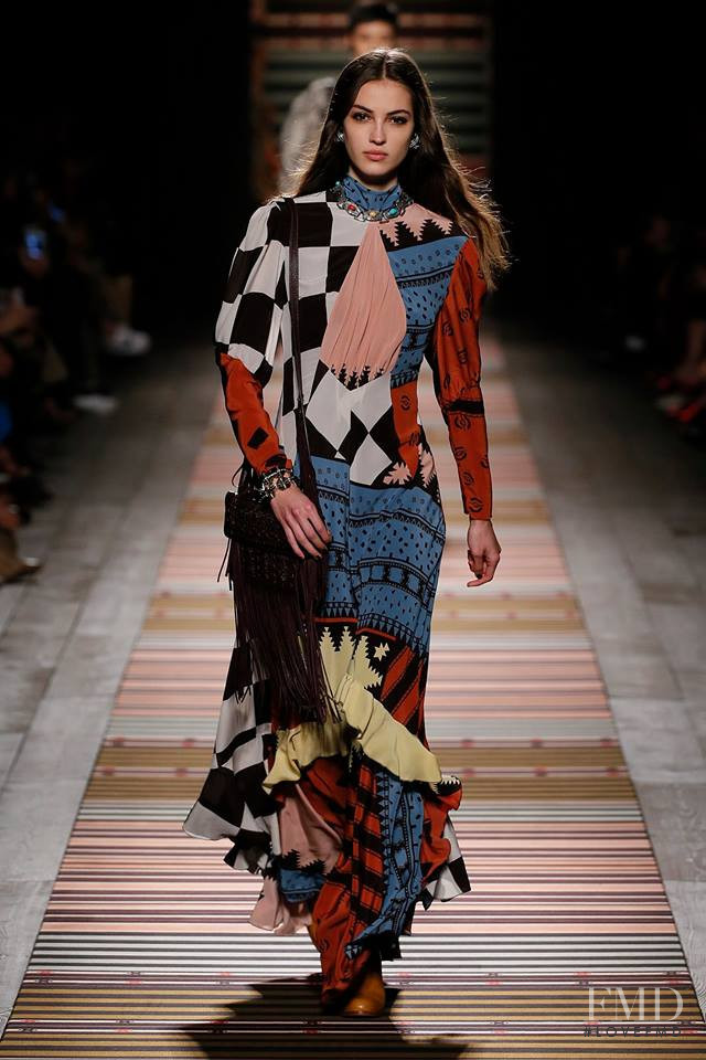 Camille Hurel featured in  the Etro fashion show for Autumn/Winter 2018